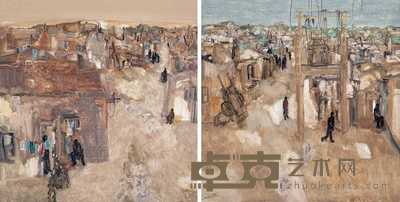 任传文 日月平凡（两幅） 90×90cm×2